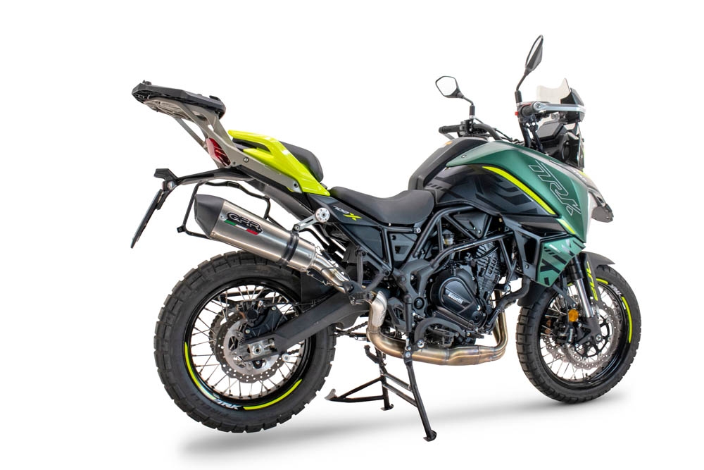 Pot echappement compatible avec Benelli Trk 702 X 2023-2024, GP Evo4 Titanium, Échappement légal, homologué,silencieux avec db killer amovible et tuyau de liaison spécifique 