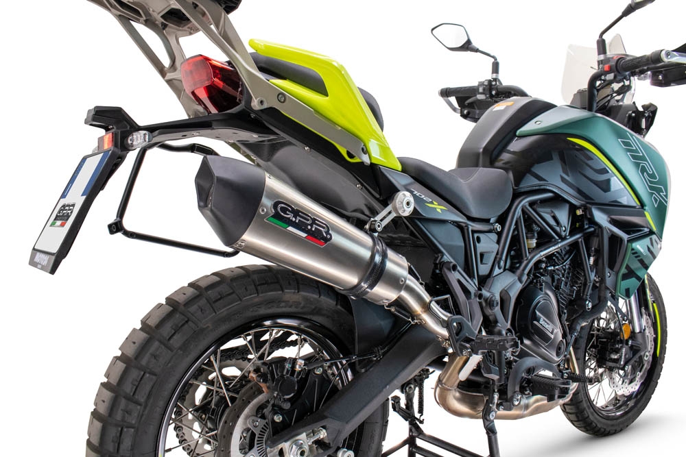 Pot echappement compatible avec Benelli Trk 702 X 2023-2024, GP Evo4 Titanium, Échappement légal, homologué,silencieux avec db killer amovible et tuyau de liaison spécifique 