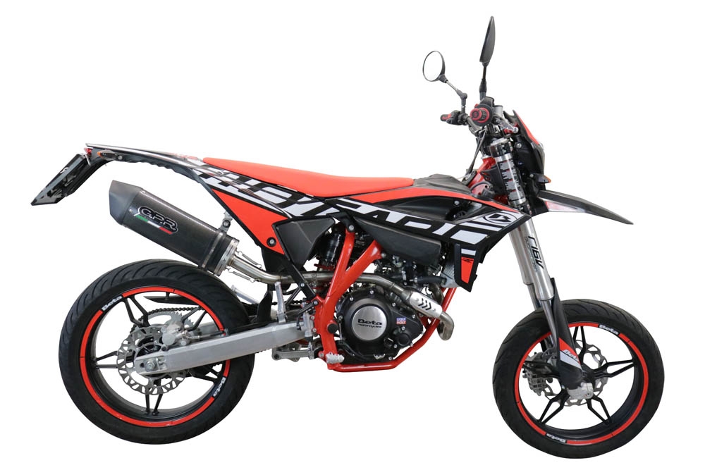 Pot echappement compatible avec Beta RR 125 4T Motard 2021-2024, Furore Evo4 Poppy, Échappement légal, homologué,silencieux avec catalyseur, db killer amovible et tuyau de liaison spécifique 