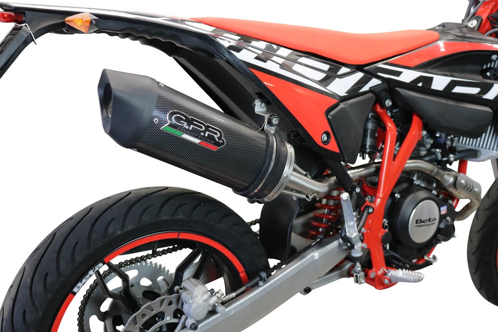 Pot echappement compatible avec Beta RR 125 4T Motard 2021-2024, Furore Evo4 Poppy, Échappement légal, homologué,silencieux avec catalyseur, db killer amovible et tuyau de liaison spécifique 