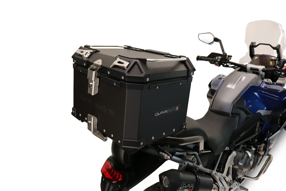 Top case en aluminium, couleur noire avec plaque spécifique incluse Top-case GPR TECH compatible avec  Triumph Tiger 900 2020/2023 e5