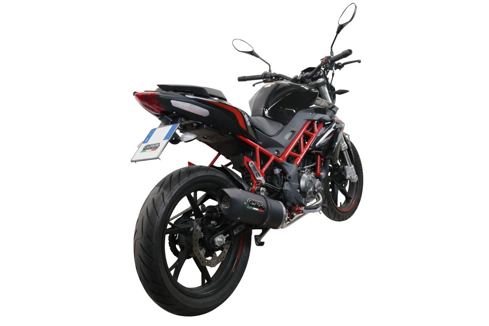 Pot echappement compatible avec Benelli Bn 125 2021-2024, Furore Evo4 Nero, Homologué et légal, système d'échappement complet avec catalyseur et db killer amovible 