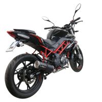 Pot echappement compatible avec Benelli Bn 125 2021-2024, M3 Black Titanium, Homologué et légal, système d'échappement complet avec catalyseur et db killer amovible 