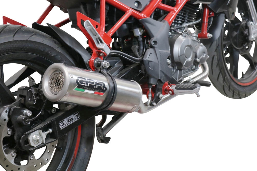 Pot echappement compatible avec Benelli Bn 125 2021-2024, M3 Inox , Homologué et légal, système d'échappement complet avec catalyseur et db killer amovible 