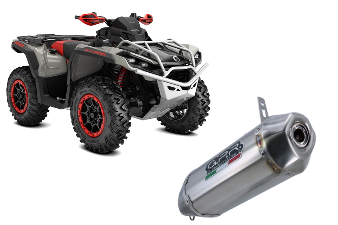 Pot echappement compatible avec Can Am Outlander 1000 V-Twin passo corto short chassis 2010-2023, PENTACROSS INOX, Échappement légal, homologué,silencieux avec db killer amovible et tuyau de liaison spécifique 
