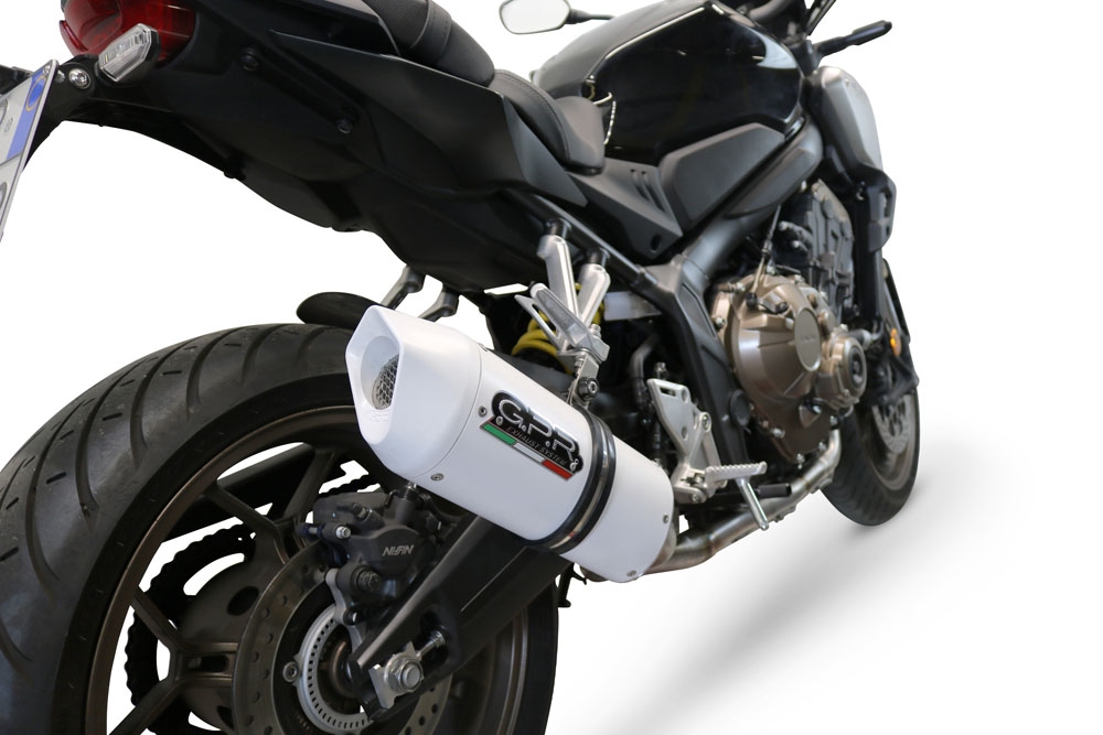 Pot echappement compatible avec Honda Cb 650 R 2019-2020, Albus Evo4, Homologué et légal, système d'échappement complet avec catalyseur et db killer amovible 