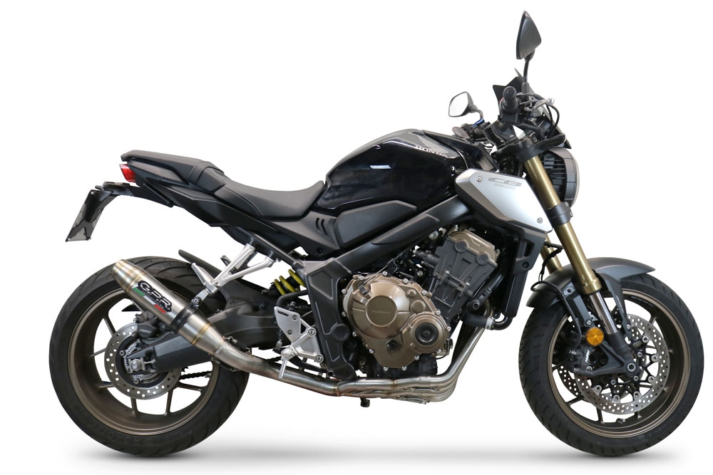 Pot echappement compatible avec Honda Cb 650 F 2017-2018, Deeptone Inox, Homologué et légal, système d'échappement complet avec catalyseur et db killer amovible 