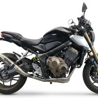 Pot echappement compatible avec Honda Cb 650 F 2017-2018, Deeptone Inox, Homologué et légal, système d'échappement complet avec catalyseur et db killer amovible 