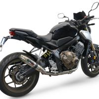 Pot echappement compatible avec Honda Cb 650 F 2017-2018, Deeptone Inox, Homologué et légal, système d'échappement complet avec catalyseur et db killer amovible 