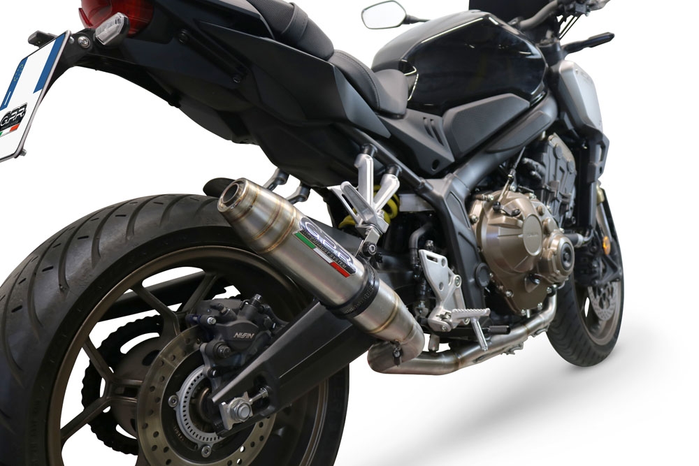 Pot echappement compatible avec Honda Cb 650 F 2017-2018, Deeptone Inox, Homologué et légal, système d'échappement complet avec catalyseur et db killer amovible 