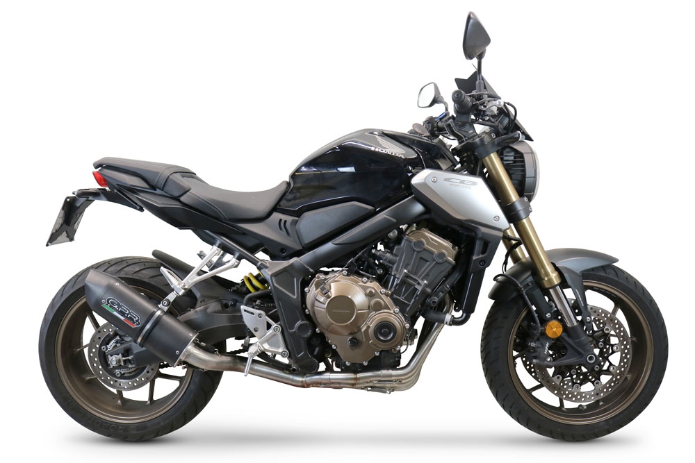 Pot echappement compatible avec Honda Cbr 650 F 2017-2018, Furore Evo4 Nero, Homologué et légal, système d'échappement complet avec catalyseur et db killer amovible 