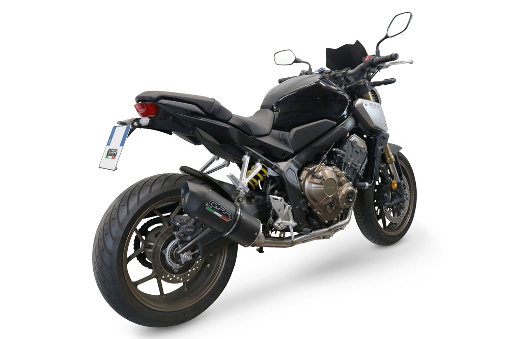 Pot echappement compatible avec Honda Cbr 650 F 2017-2018, Furore Evo4 Nero, Homologué et légal, système d'échappement complet avec catalyseur et db killer amovible 