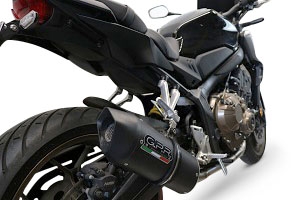 Pot echappement compatible avec Honda Cbr 650 F 2017-2018, Furore Evo4 Nero, Homologué et légal, système d'échappement complet avec catalyseur et db killer amovible 