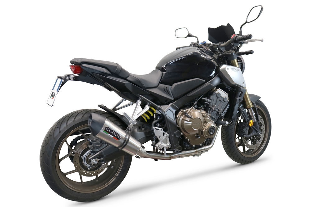GPR pot echappement compatible avec  Honda Cbr 650 F 2014-2016, New Grand Prix Evo Titanium, Homologué et légal, système d'échappement complet avec catalyseur et db killer amovible 