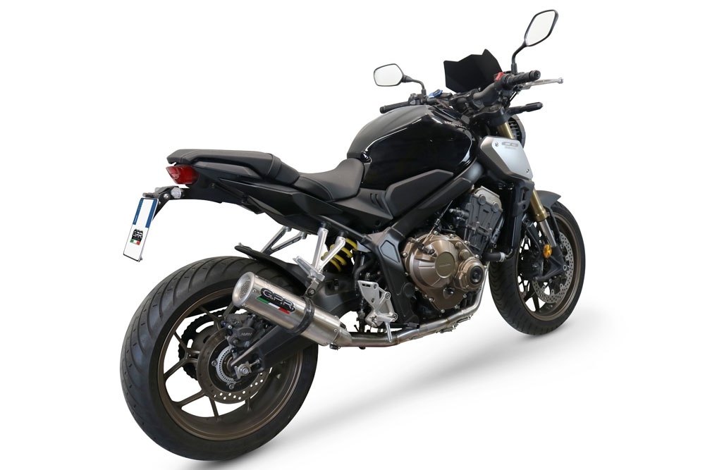 Pot echappement compatible avec Honda Cb 650 F 2014-2016, M3 Inox , Homologué et légal, système d'échappement complet avec catalyseur et db killer amovible 