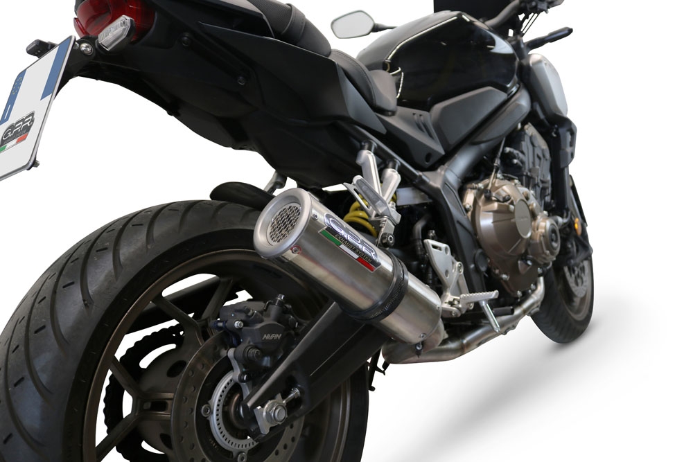 Pot echappement compatible avec Honda Cb 650 F 2014-2016, M3 Inox , Homologué et légal, système d'échappement complet avec catalyseur et db killer amovible 