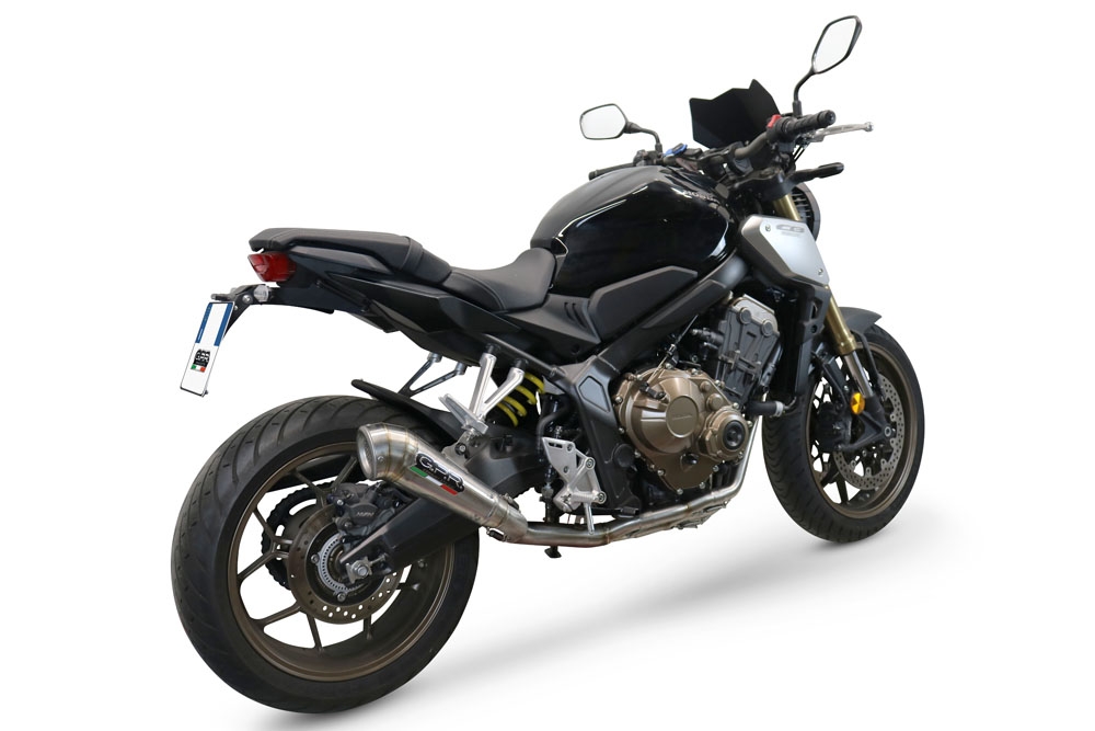 Pot echappement compatible avec Honda Cbr 650 F 2014-2016, Powercone Evo, Homologué et légal, système d'échappement complet avec catalyseur et db killer amovible 