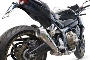 Pot echappement compatible avec Honda Cbr 650 F 2014-2016, Powercone Evo, Homologué et légal, système d'échappement complet avec catalyseur et db killer amovible 
