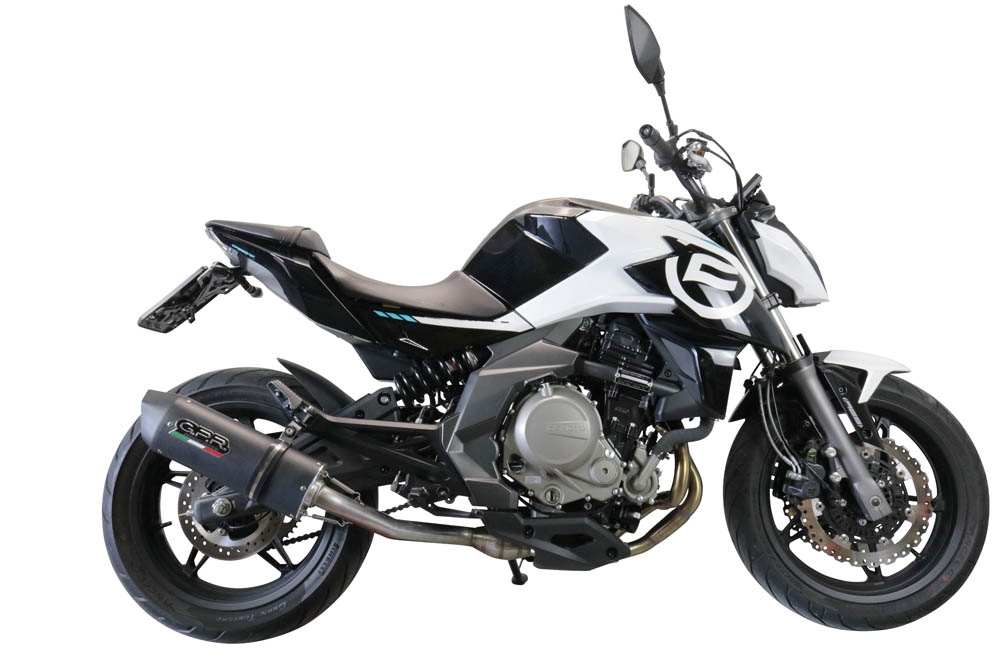 Pot echappement compatible avec Cf Moto 650 Nk 2021-2024, Furore Evo4 Nero, Échappement légal, homologué,silencieux avec catalyseur, db killer amovible et tuyau de liaison spécifique 