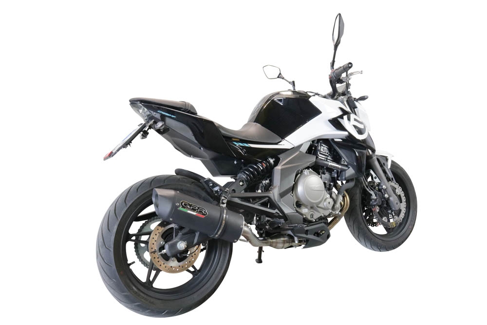 Pot echappement compatible avec Cf Moto 650 Nk 2021-2024, Furore Evo4 Nero, Échappement légal, homologué,silencieux avec catalyseur, db killer amovible et tuyau de liaison spécifique 