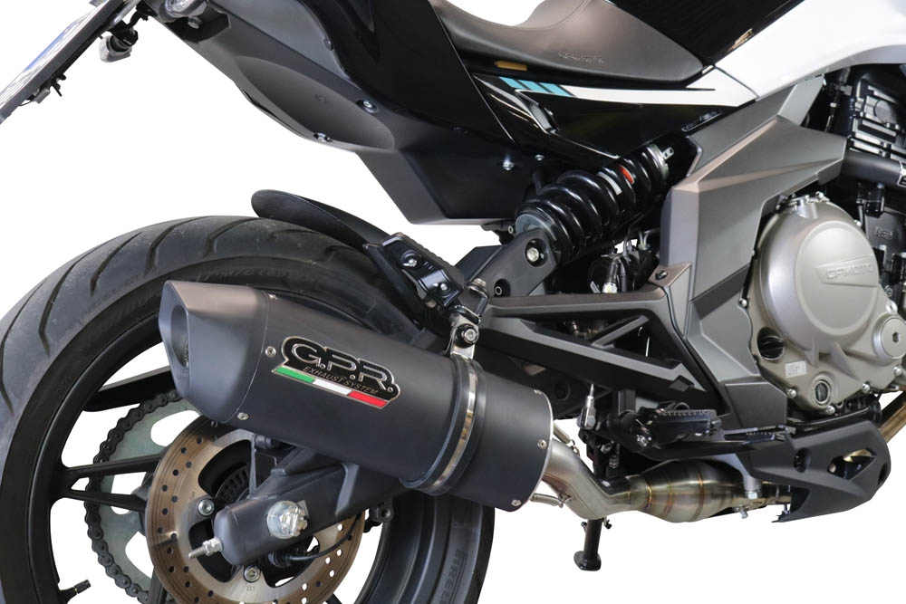 Pot echappement compatible avec Cf Moto 650 Nk 2021-2024, Furore Evo4 Nero, Échappement légal, homologué,silencieux avec catalyseur, db killer amovible et tuyau de liaison spécifique 