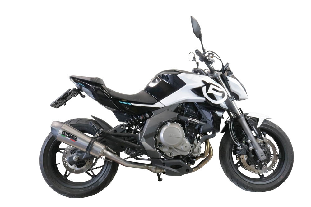 Pot echappement compatible avec Cf Moto 400 NK 2021-2023, GP Evo4 Titanium, Échappement légal, homologué,silencieux avec catalyseur, db killer amovible et tuyau de liaison spécifique 