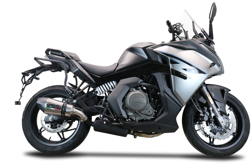 GPR pot echappement compatible avec  Cf Moto 650 Gt 2022-2024, New Grand Prix Evo Titanium, Échappement légal, homologué,silencieux avec db killer amovible et tuyau de liaison spécifique 