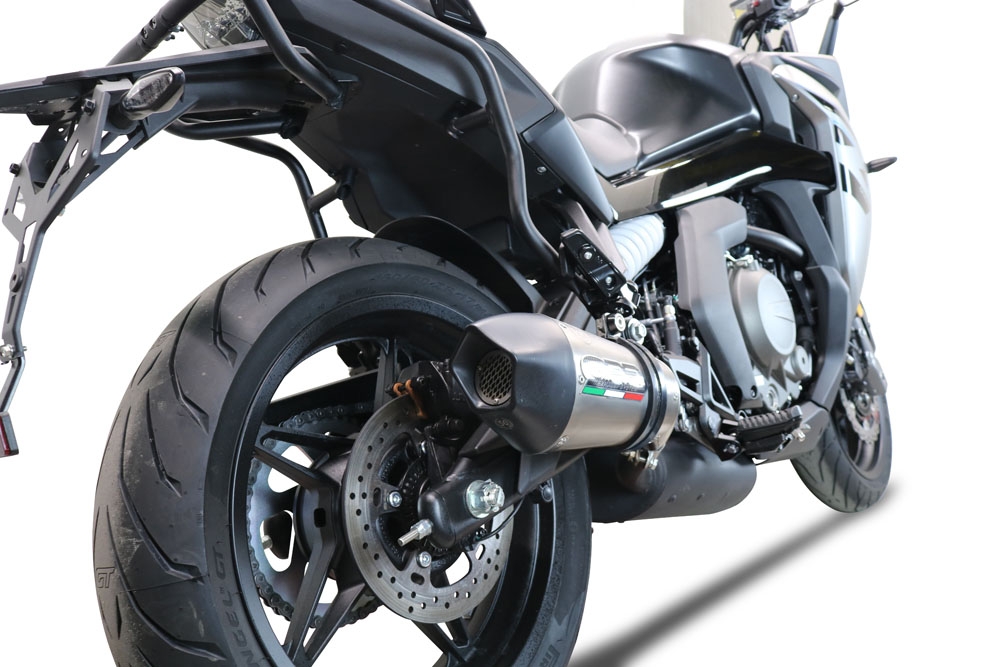 GPR pot echappement compatible avec  Cf Moto 650 Gt 2022-2024, New Grand Prix Evo Titanium, Échappement légal, homologué,silencieux avec db killer amovible et tuyau de liaison spécifique 