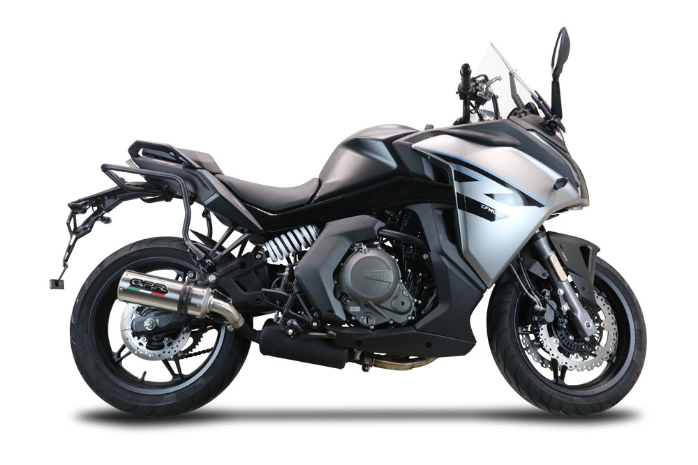 Pot echappement compatible avec Cf Moto 650 Gt 2022-2024, M3 Titanium Natural, Échappement légal, homologué,silencieux avec db killer amovible et tuyau de liaison spécifique 