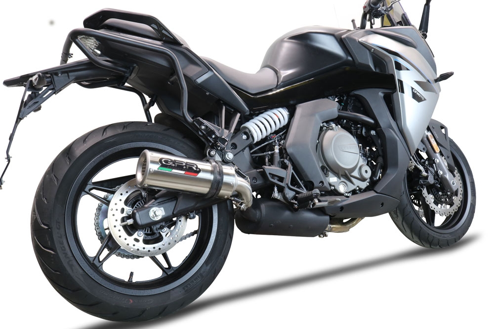 Pot echappement compatible avec Cf Moto 650 Gt 2022-2024, M3 Titanium Natural, Échappement légal, homologué,silencieux avec db killer amovible et tuyau de liaison spécifique 
