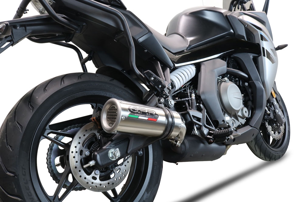 Pot echappement compatible avec Cf Moto 650 Gt 2022-2024, M3 Titanium Natural, Échappement légal, homologué,silencieux avec db killer amovible et tuyau de liaison spécifique 