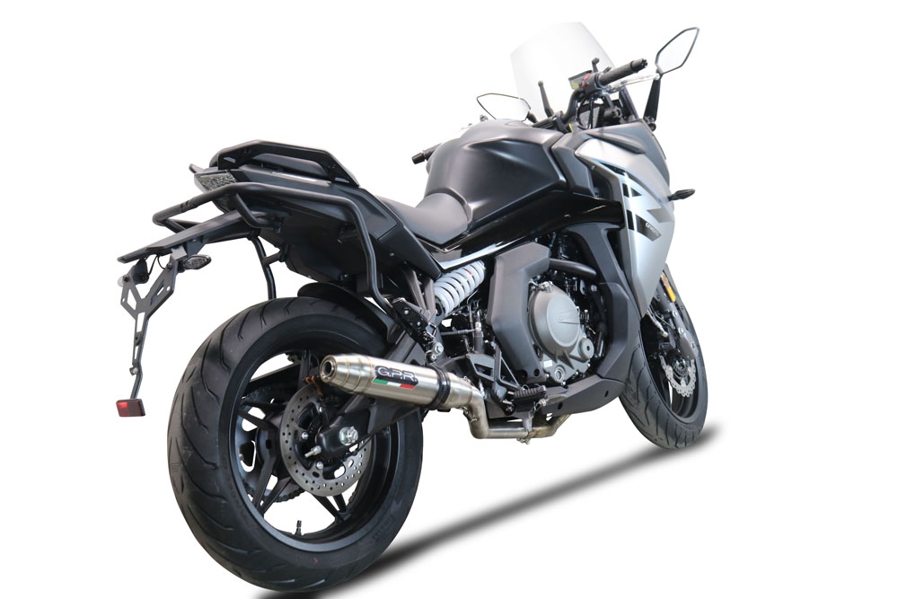 Pot echappement compatible avec Cf Moto 650 Gt 2022-2024, Deeptone Inox, Pot echappement racing,silencieux avec db killer et des tuyaux de liaison sans homologation 