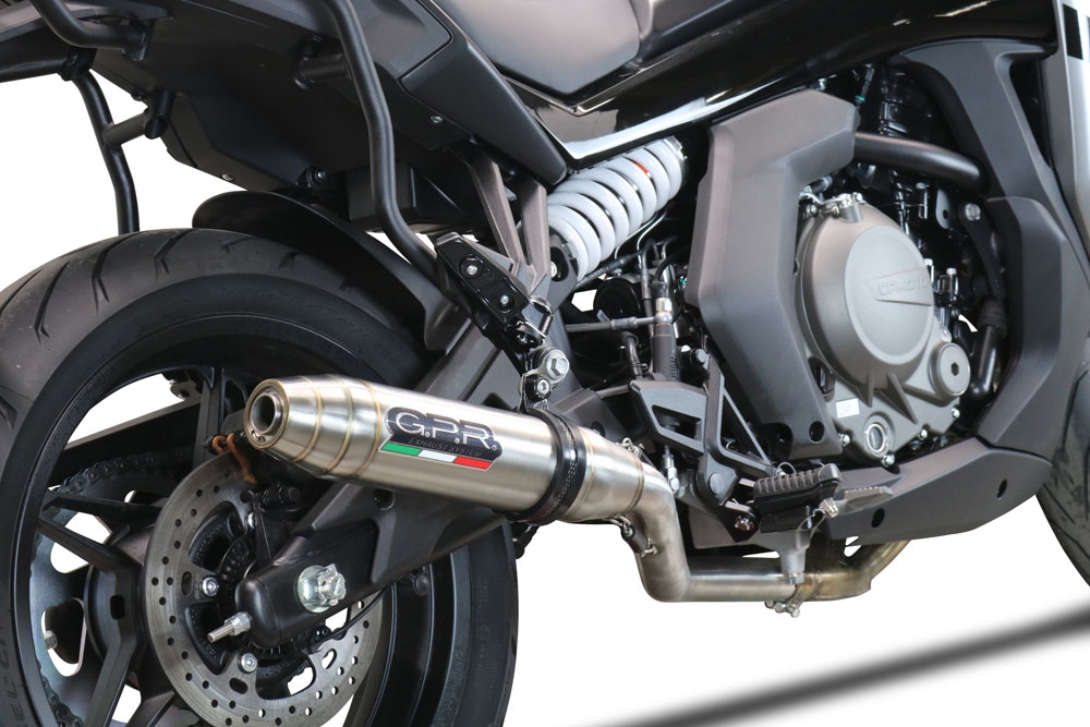 Pot echappement compatible avec Cf Moto 650 Gt 2022-2024, Deeptone Inox, Pot echappement racing,silencieux avec db killer et des tuyaux de liaison sans homologation 