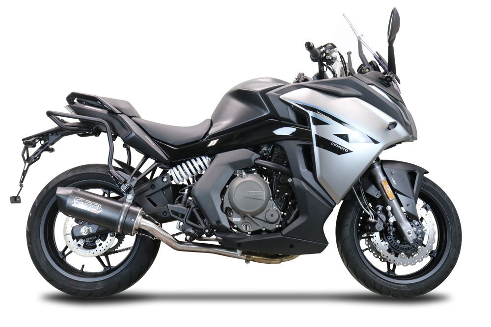 Pot echappement compatible avec Cf Moto 650 Gt 2022-2024, Furore Nero, Pot echappement racing,silencieux avec db killer et des tuyaux de liaison sans homologation 