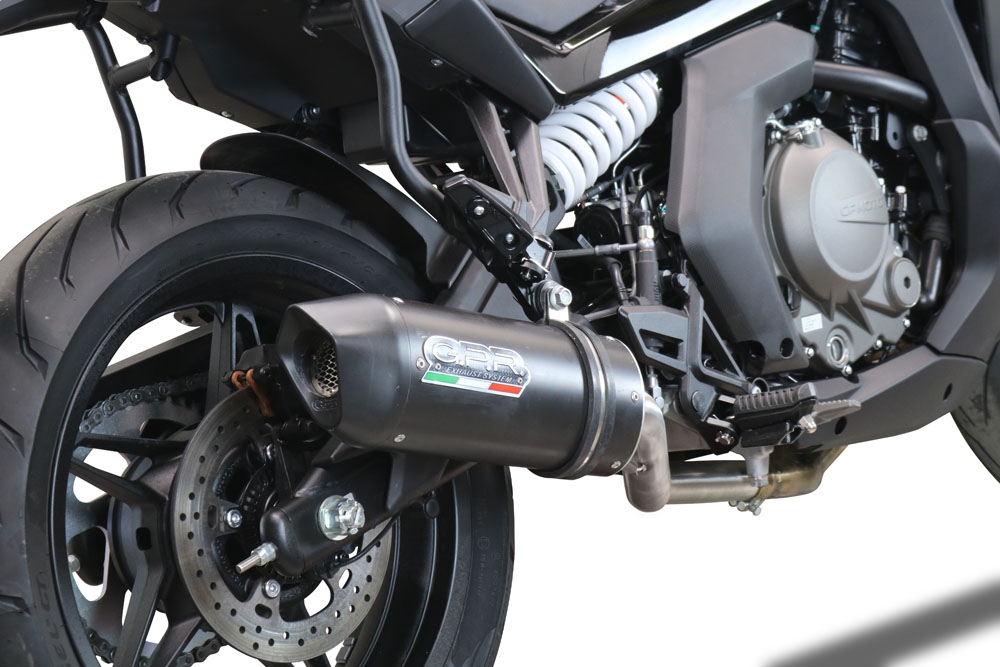Pot echappement compatible avec Cf Moto 650 Gt 2022-2024, Furore Nero, Pot echappement racing,silencieux avec db killer et des tuyaux de liaison sans homologation 
