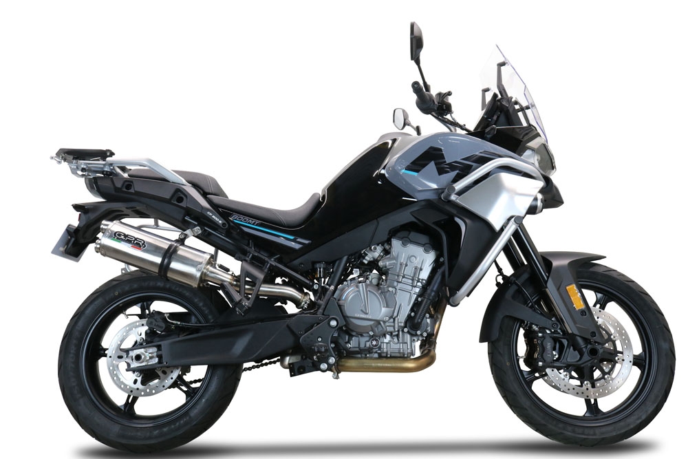 Pot echappement compatible avec Cf Moto 800 Mt Touring 2022-2024, Dual Titanium, Échappement légal, homologué,silencieux avec db killer amovible et tuyau de liaison spécifique 