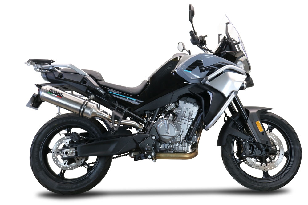 Pot echappement compatible avec Cf Moto 800 Mt Sport 2025-2026, Satinox , Échappement légal, homologué,silencieux avec db killer amovible et tuyau de liaison spécifique 
