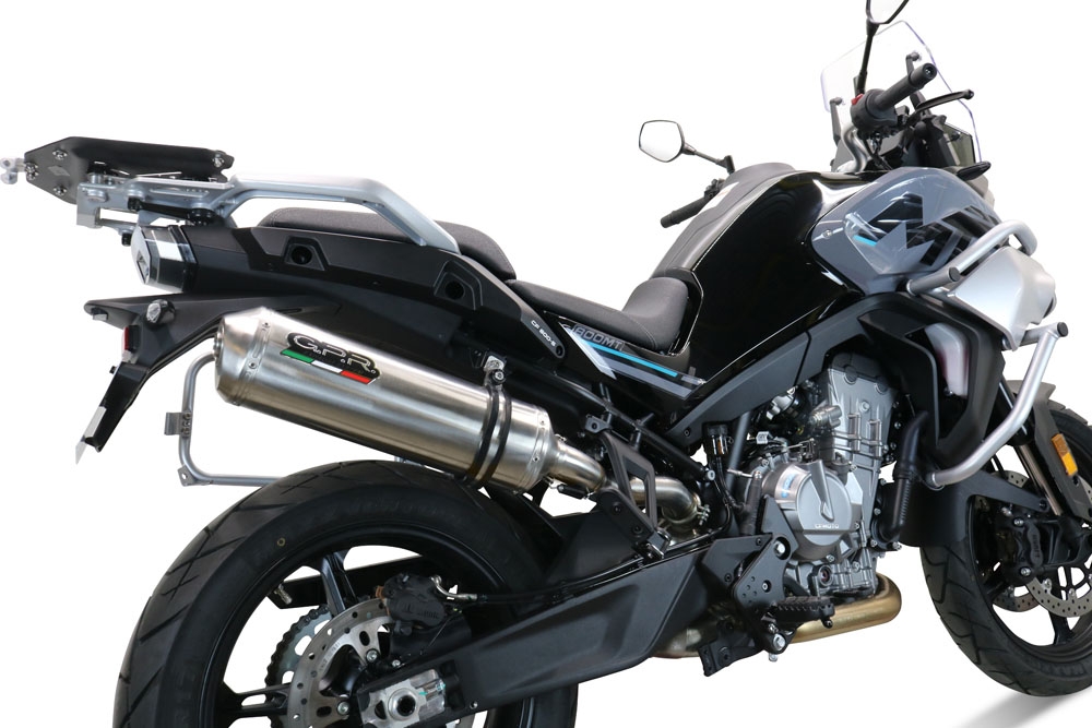 Pot echappement compatible avec Cf Moto 800 Mt Sport 2025-2026, Satinox , Échappement légal, homologué,silencieux avec db killer amovible et tuyau de liaison spécifique 