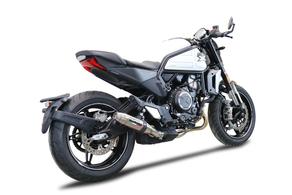 Pot echappement compatible avec Cf Moto 700 CL-X Adv 2022-2024, Deeptone Inox, Échappement légal, homologué,silencieux avec db killer amovible et tuyau de liaison spécifique 