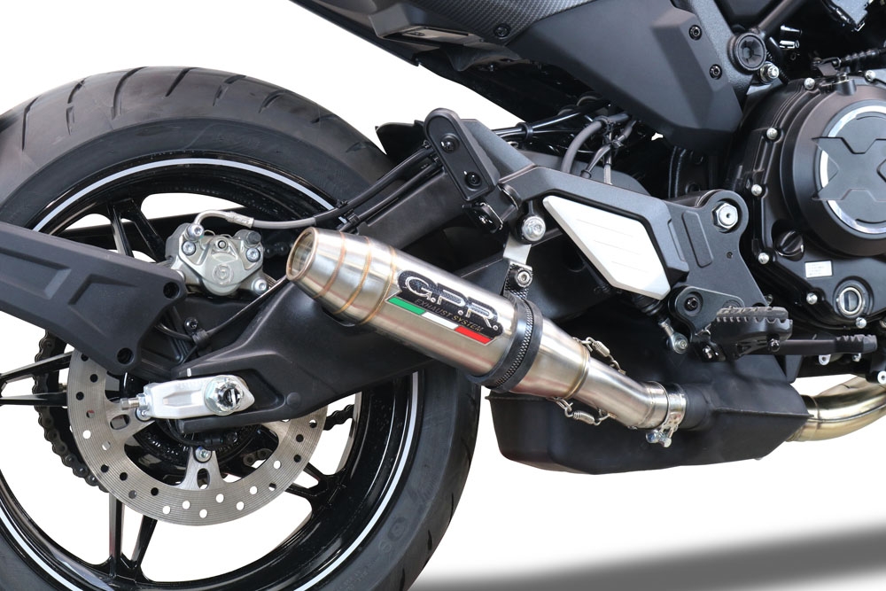 Pot echappement compatible avec Cf Moto 700 CL-X Adv 2022-2024, Deeptone Inox, Échappement légal, homologué,silencieux avec db killer amovible et tuyau de liaison spécifique 