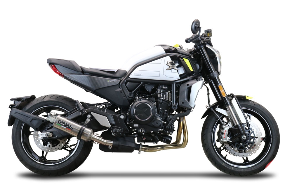 Pot echappement compatible avec Cf Moto 700 CL-X Sport 2022-2024, M3 Titanium Natural, Échappement légal, homologué,silencieux avec db killer amovible et tuyau de liaison spécifique 