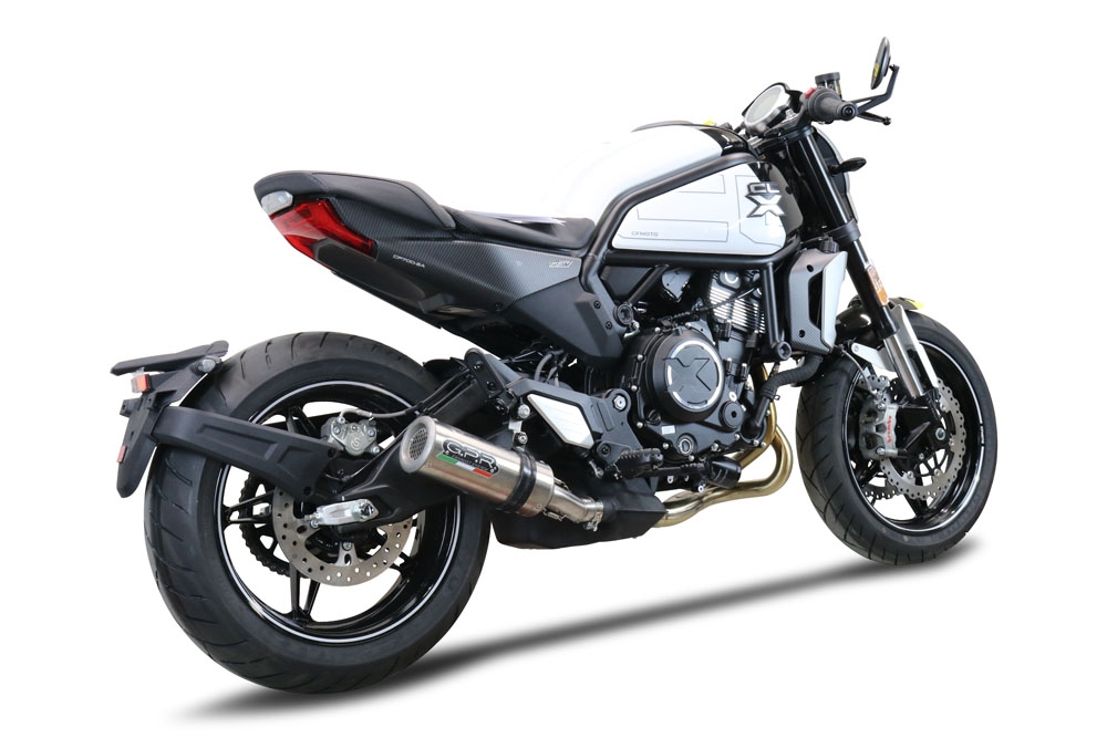 Pot echappement compatible avec Cf Moto 700 CL-X Sport 2022-2024, M3 Titanium Natural, Échappement légal, homologué,silencieux avec db killer amovible et tuyau de liaison spécifique 