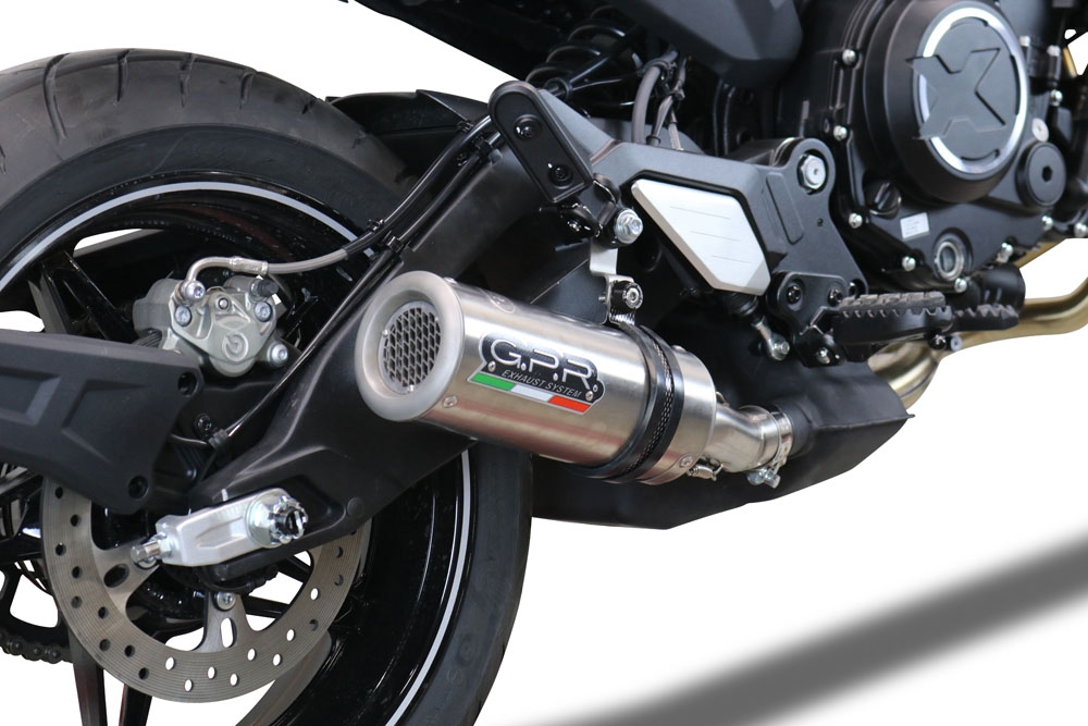Pot echappement compatible avec Cf Moto 700 CL-X Sport 2022-2024, M3 Titanium Natural, Échappement légal, homologué,silencieux avec db killer amovible et tuyau de liaison spécifique 