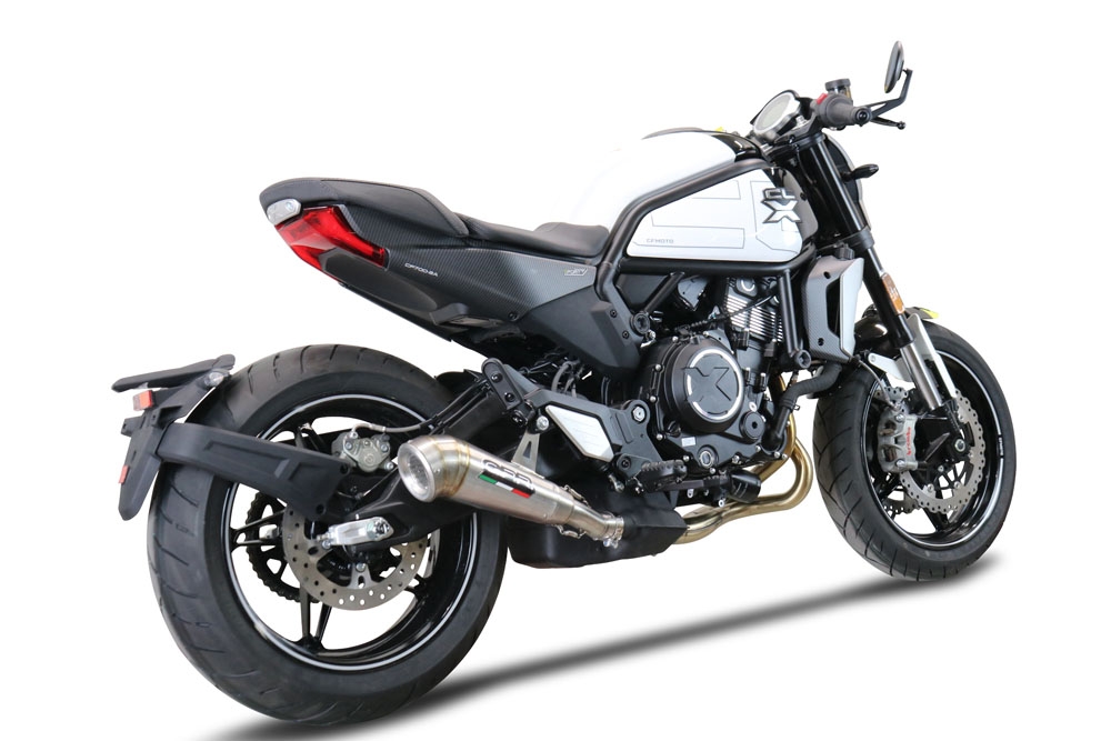 Pot echappement compatible avec Cf Moto 700 CL-X Adv 2022-2024, Powercone Evo, Échappement légal, homologué,silencieux avec db killer amovible et tuyau de liaison spécifique 