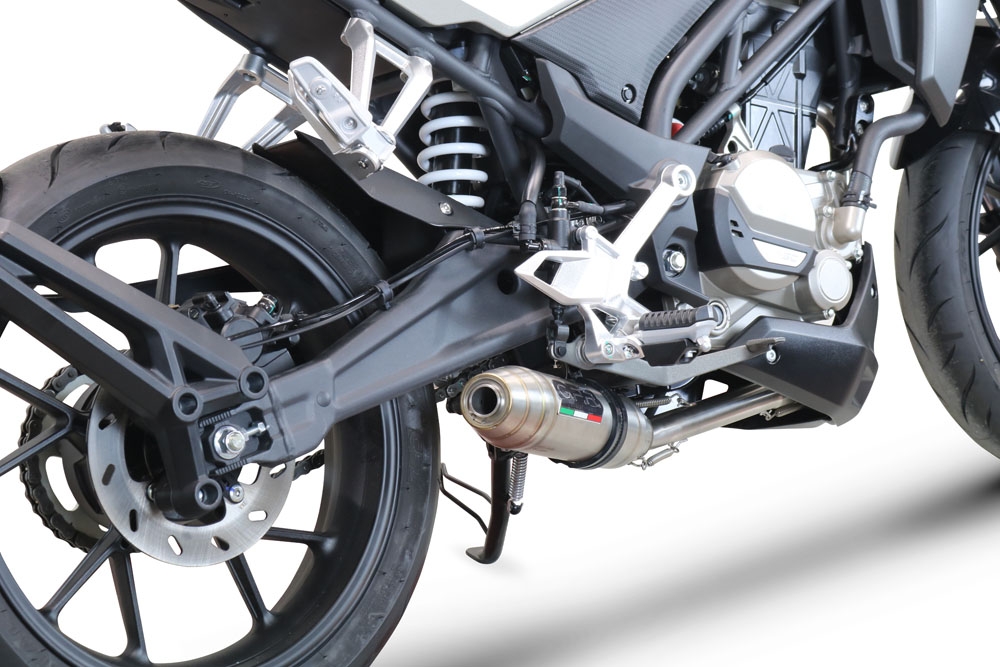 Pot echappement compatible avec Cf Moto 300 NK 2022-2024, Deeptone Inox, Pot d'échappement complet racing, compris de collecteur et db killer amovible, sans homologation 