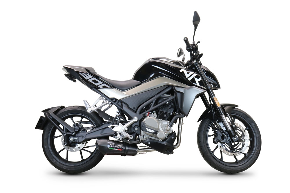 Pot echappement compatible avec Cf Moto 300 NK 2022-2024, GP Evo4 Poppy, Homologué et légal, système d'échappement complet avec catalyseur et db killer amovible 