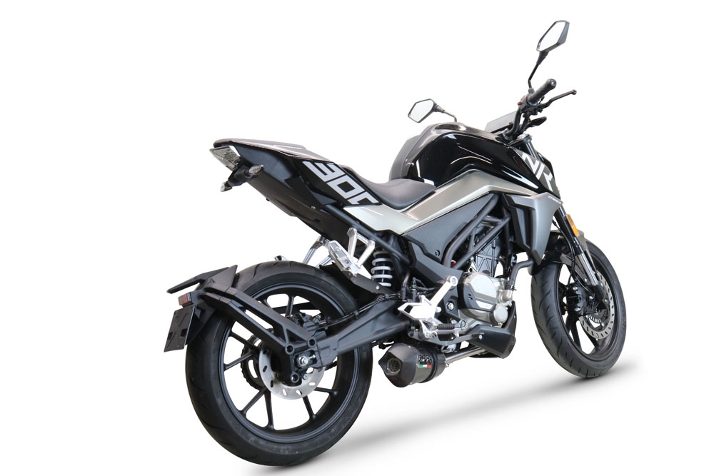 Pot echappement compatible avec Cf Moto 300 NK 2022-2024, GP Evo4 Poppy, Homologué et légal, système d'échappement complet avec catalyseur et db killer amovible 