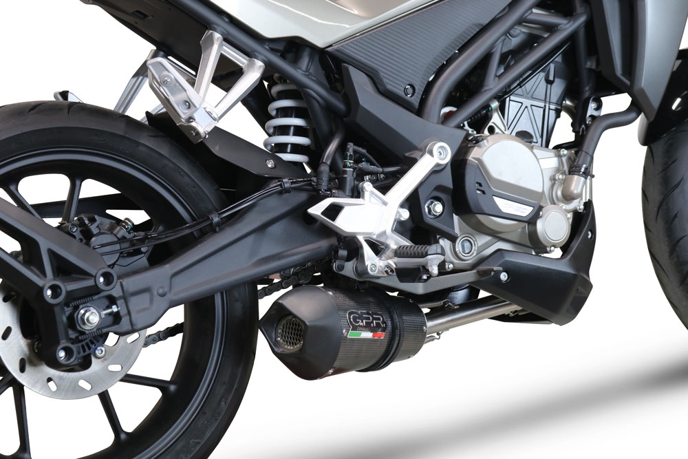 Pot echappement compatible avec Cf Moto 300 NK 2022-2024, GP Evo4 Poppy, Homologué et légal, système d'échappement complet avec catalyseur et db killer amovible 