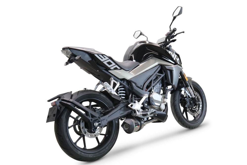 Pot echappement compatible avec Cf Moto 300 NK 2022-2024, GP Evo4 Titanium, Homologué et légal, système d'échappement complet avec catalyseur et db killer amovible 