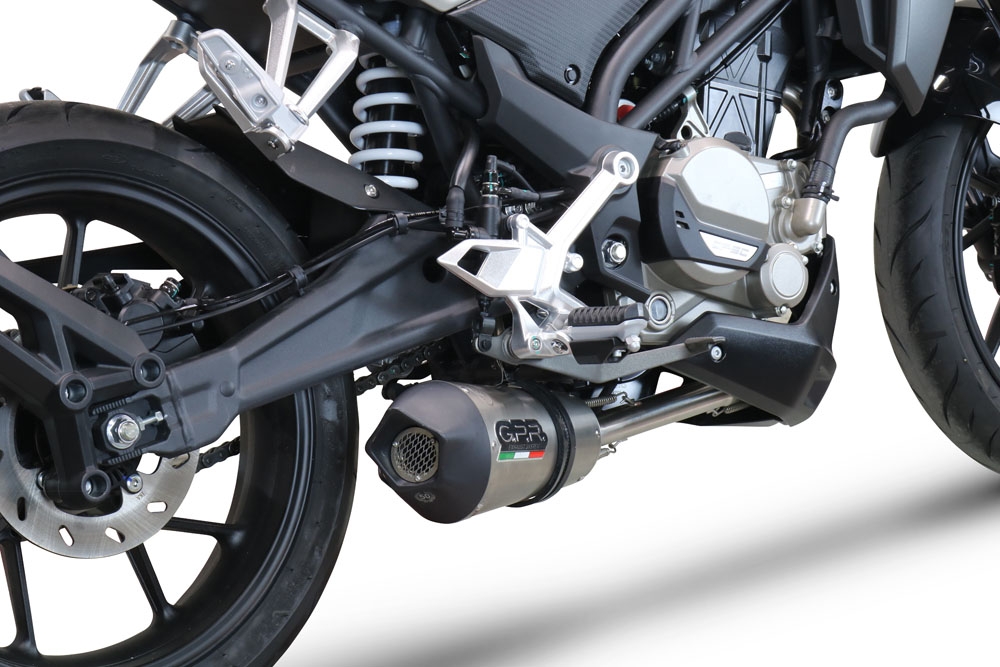 Pot echappement compatible avec Cf Moto 300 NK 2022-2024, GP Evo4 Titanium, Homologué et légal, système d'échappement complet avec catalyseur et db killer amovible 